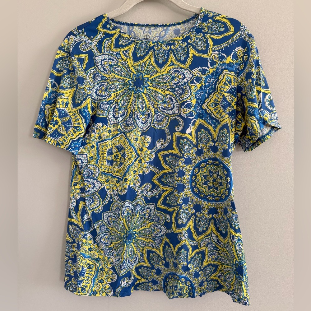Lands End Patterned Rashguard Swim Top
